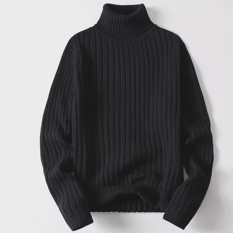 Maglione Pullover da Uomo Trendy a Collo Alto a Maglia a Tinta Unita Spesso