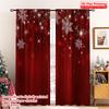 2D Flat Printing 2pcs Christmas Hot Party Curtains Red Snowflakes Festive Christmas Digital Printed Polyester Drapes Festive