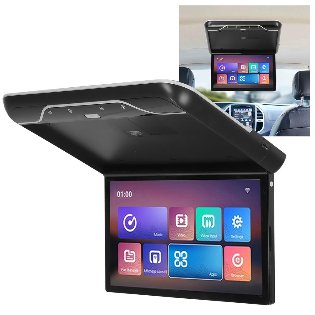 19in Car Roof Mount Flip Down Monitor Ceiling TV HD Multimedia Interface Compatiable with Remote Control for Android