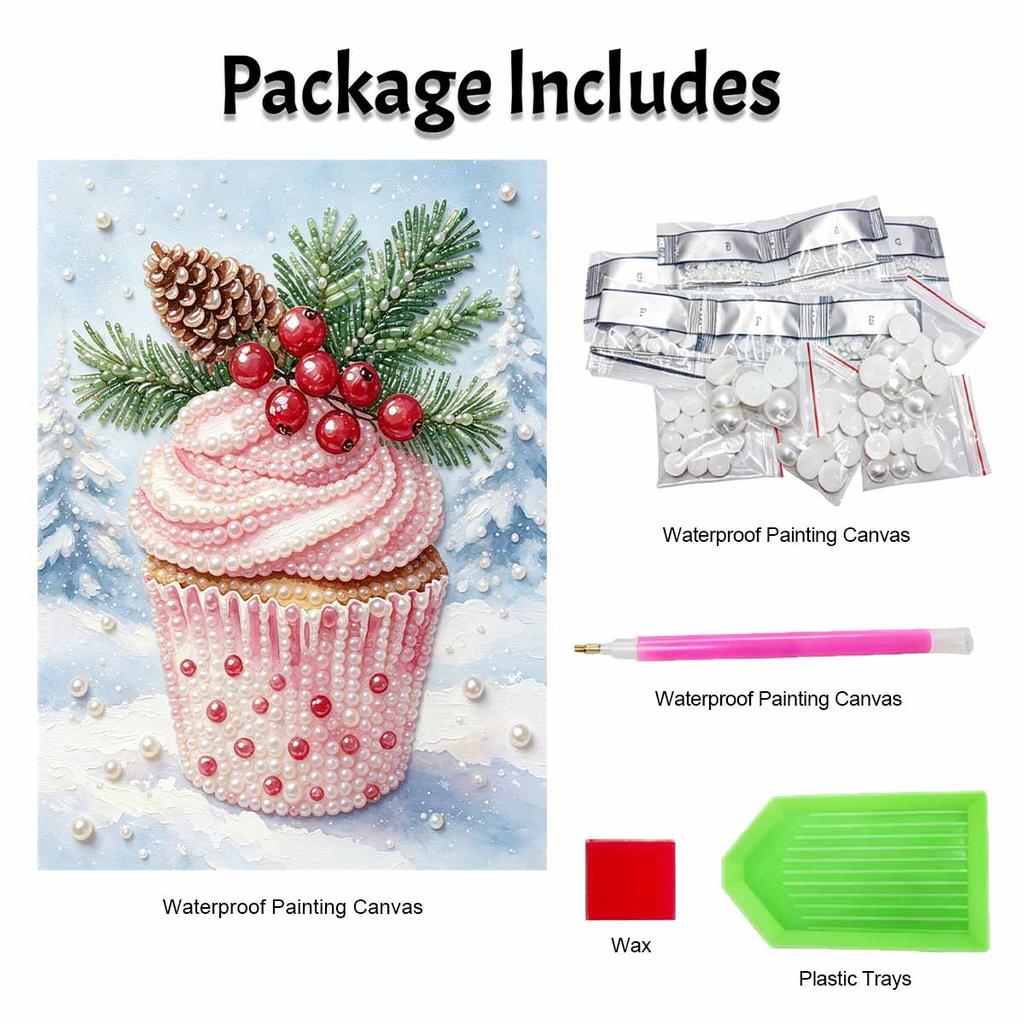Christmas Pearl Painting Kit Handmade DIY Home Decoration Painting for Cupcake Pinecone Holly Berry Winter Holiday Art Craft