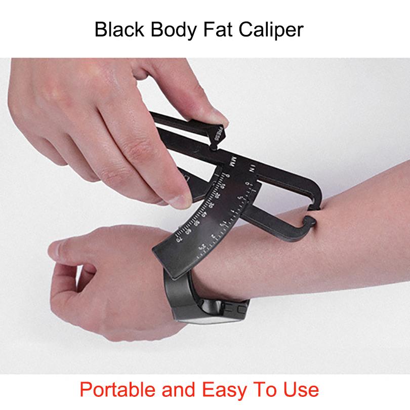 Black Plastic Handheld Body Fat Caliper  for Men / Women, Portable Body Fat Measuring Tape