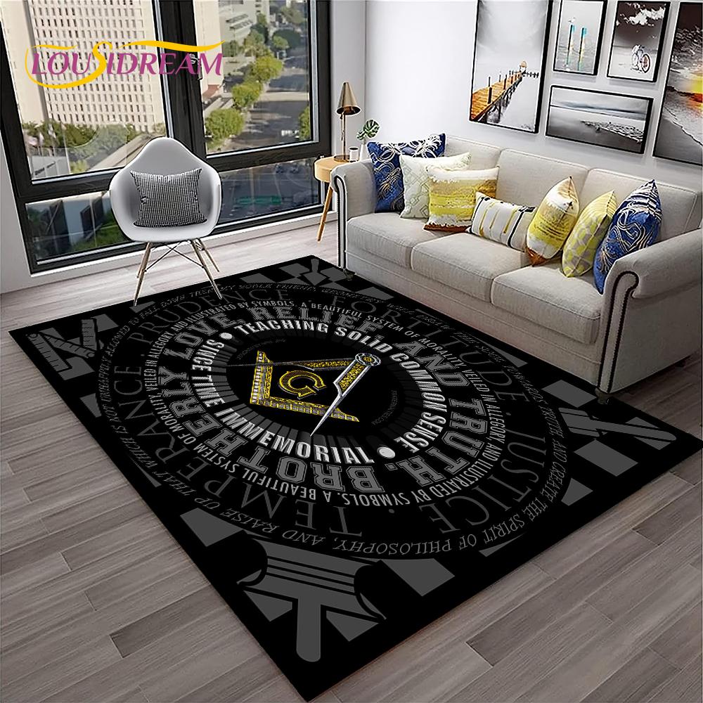 Ring Freemasonry Illuminati Masonic Carpet Rug for Home Living Room Bedroom Sofa Doormat Decor,Kid Area Rug Non-slip Floor Mat