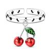 Original 925 Sterling Silver Sweet Cherry Heart Open Rings For Women Girls Jewelry Birthday Anniversary GiftsGood Product