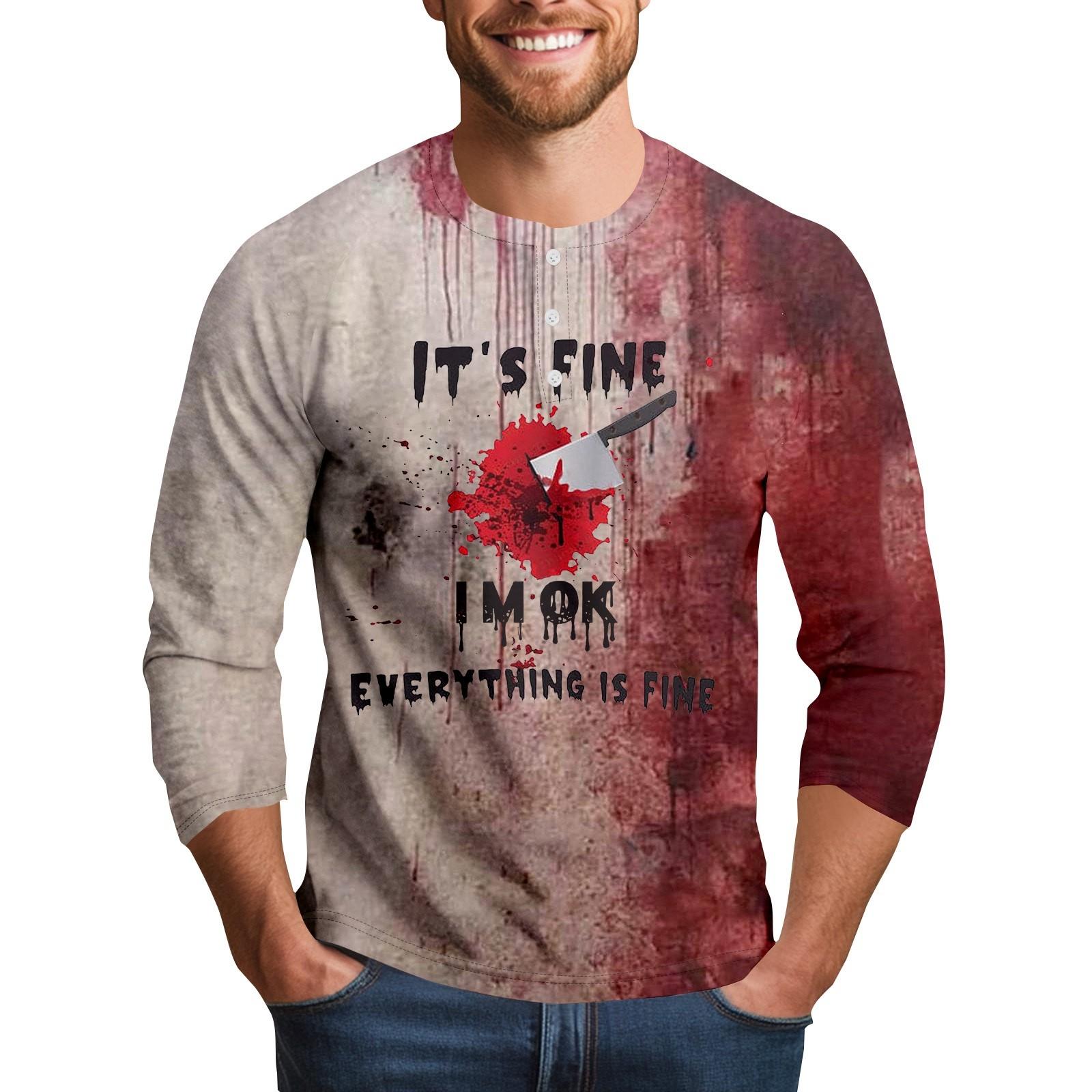 

Мужской повседневный топ реглан с принтом на Хэллоуин и рукавом три четверти L