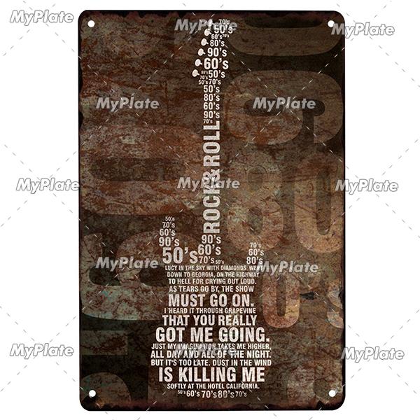 Hudba Gitar Vintage Plechová cedule Plechová cedule Rock Plaketa Domov Nástěnná dekorace Barová cedule Domácí Dekor Země Plakát Drop Shipping