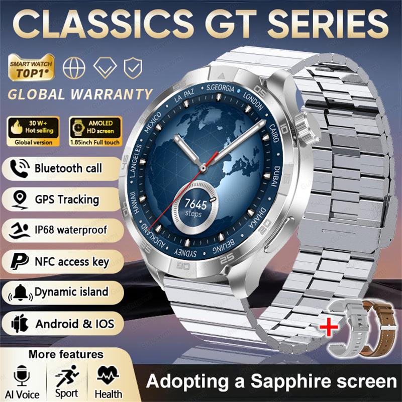 2026 Smart Watch Always Display AMOLED NFC Bluetooth Call GPS Trajectory Waterproof 1.85" AMOLED HD Health Sport Smartwatch Men for Android IOS