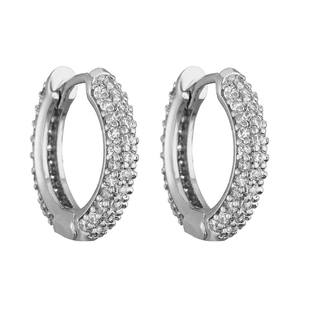 18K Gold Plated Brass Huggie Earrings with CZ Zircon Thin Ear Hoops Earring for Women Round Colorful Earring Piercing
