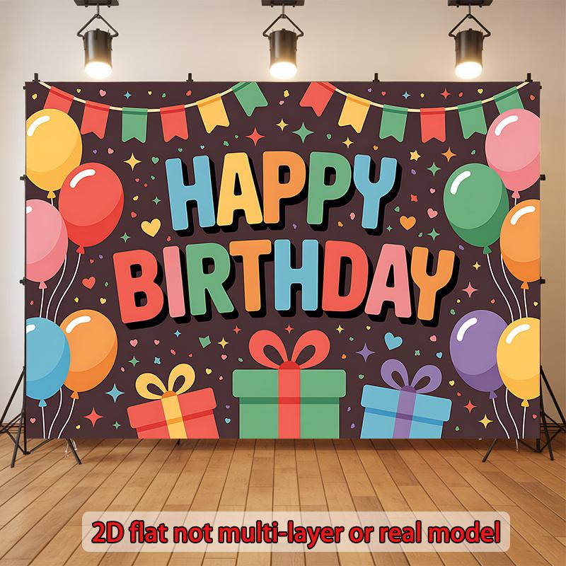 2D plane, birthday celebration balloons and gift background fabric, suitable for home and room decoration, polyester fiber