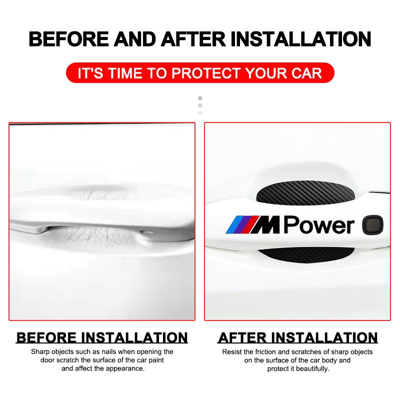 Car Door Sticker Carbon Fiber Scratches Auto Handle Protection Film For BMW M E34 E36 E60 E90 E46 E39 E70 F10 F20 F30 X5 X6 X1 M3 M5 M6 E71 F01 F87