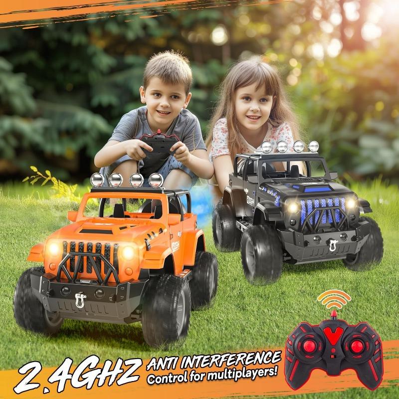 1:16 Scale Remote Control Car with Water Spray, Lights, and Sound Effects; 2.4GHz Children's Remote Control Jeep.