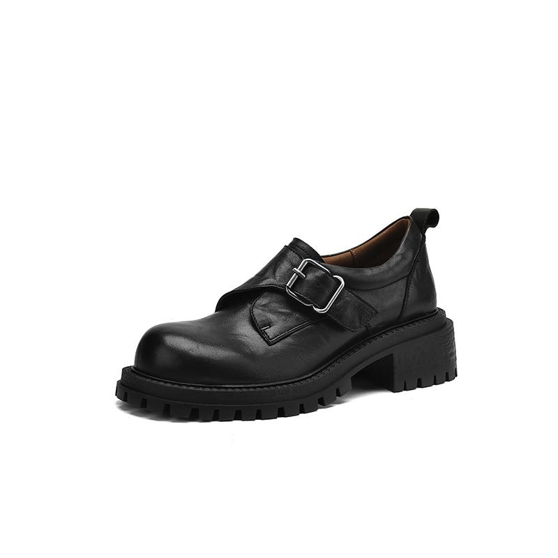 

Мода 2025 Новое поступление Мягкая натуральная кожа Женские туфли на каблуке Круглый носок Удобные Модные Повседневные Туфли на среднем каблуке Обувь на четыре сезона 34 чёрный