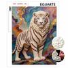Adults DIY White Tiger 5D Rhinestone Art Kit for Round Half Pearls Wall Decoration Handmade Craft Gift Frameless