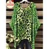 Camiseta de Mujer Talla Grande Estampado Completo con Lentejuelas Estampado de Leopardo Manga Corta Moda Versátil Cuello Redondo Top Holgado