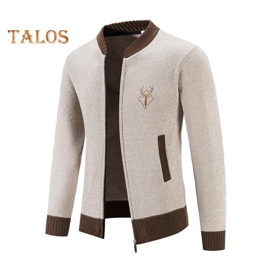 Fall Winter Sweater Coat with Side Pockets Round Neck Zip-up Slim Fit Thickened Long Sleeves Embroidery Daily Wear Work Dating Jacket