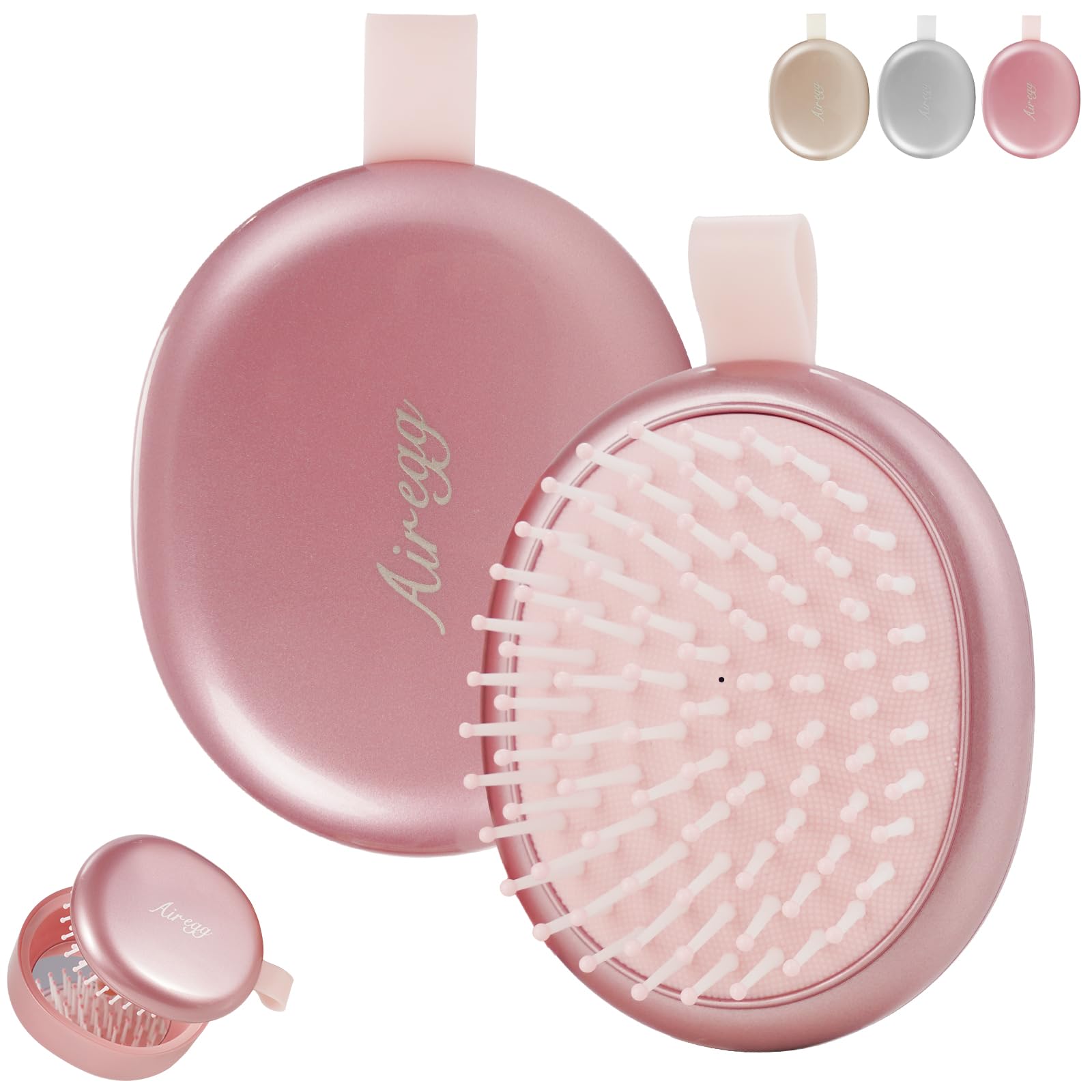 

MIZIKIRIN 2026 New Release Portable Hair Brush with Mirror and Magnetic Design for Easy Lightweight and compact perfect for styling and hair care at