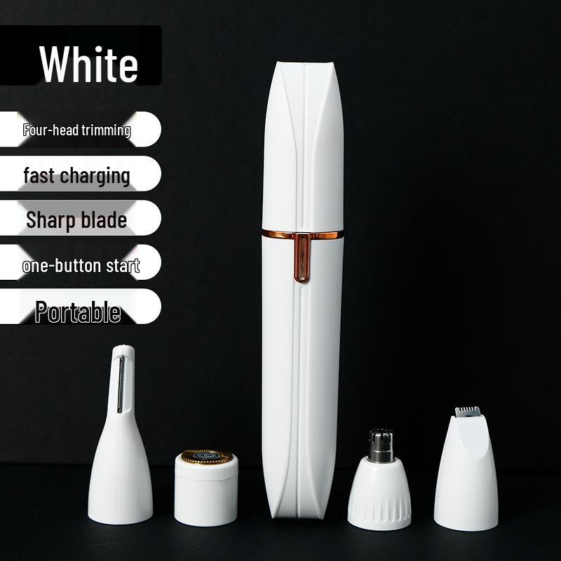 Unisex 4-in-1 Electric Grooming Kit: Eyebrow & Nose Hair Trimmer, Razor, Epilator