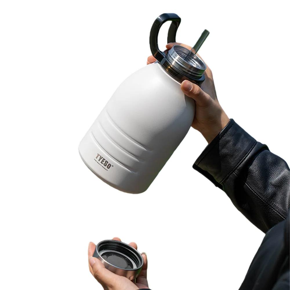 Tyeso 1500ml Thermoses With Sticker Insulated Flask Outdoor Sports Water Bottle with Convenient Buckle Hiking Large for Travel