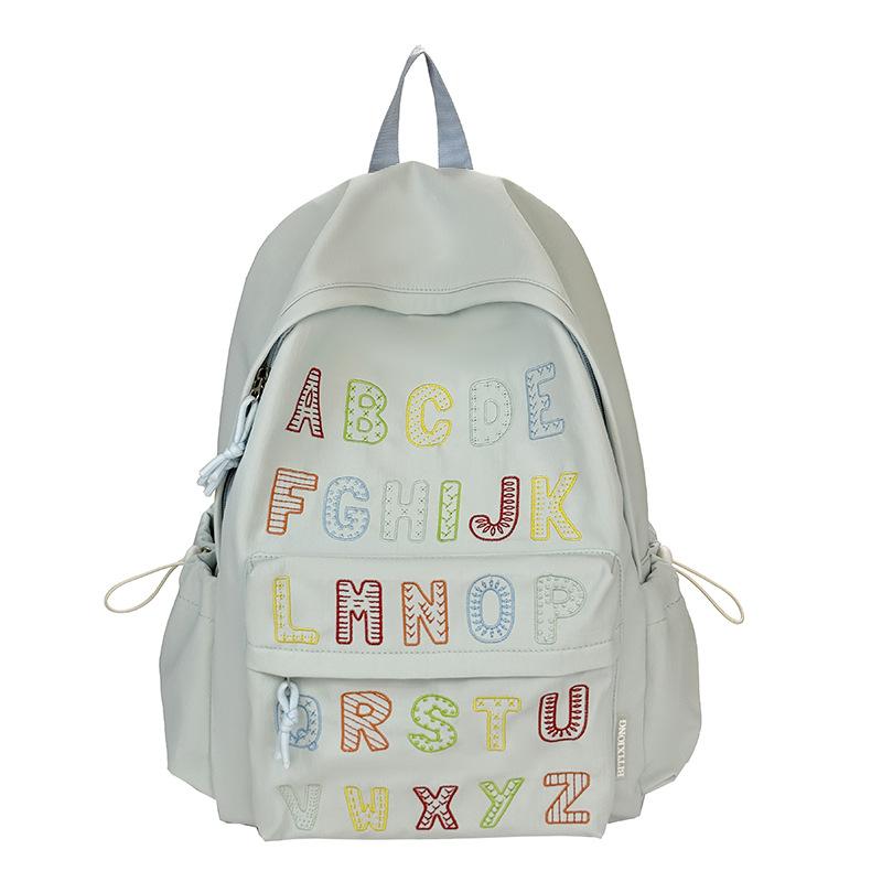 Schoolbag Color Alphabet School Bag Female Cute Girl Large Capacity Backpack Going Out Macaron Color Light Backpack