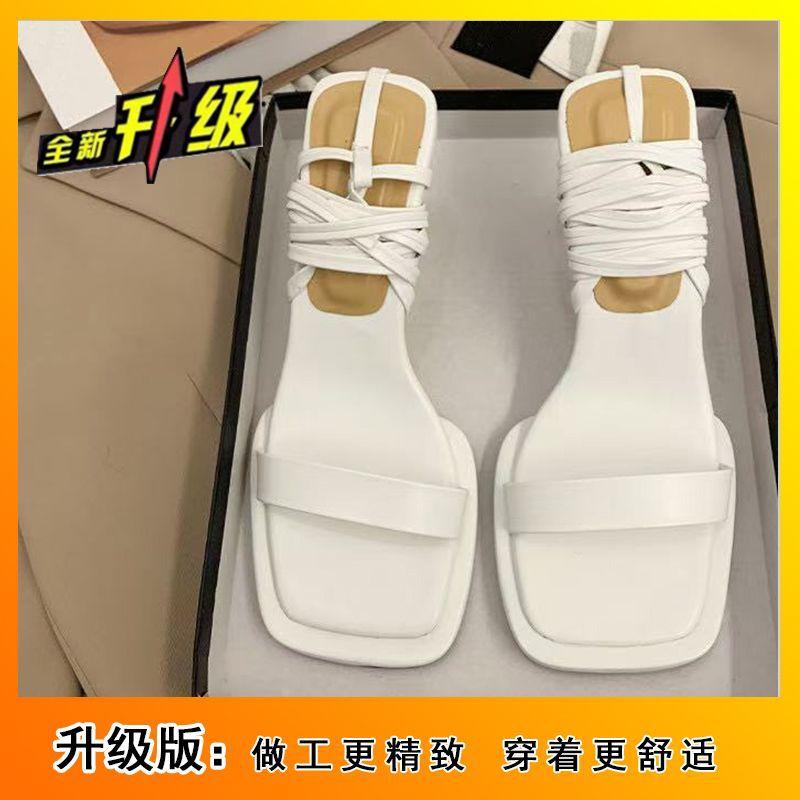 Cross Strap Thick Heel Sexy High Heels 2025 Summer New Popular French Niche Thin Fairy Style Sandals