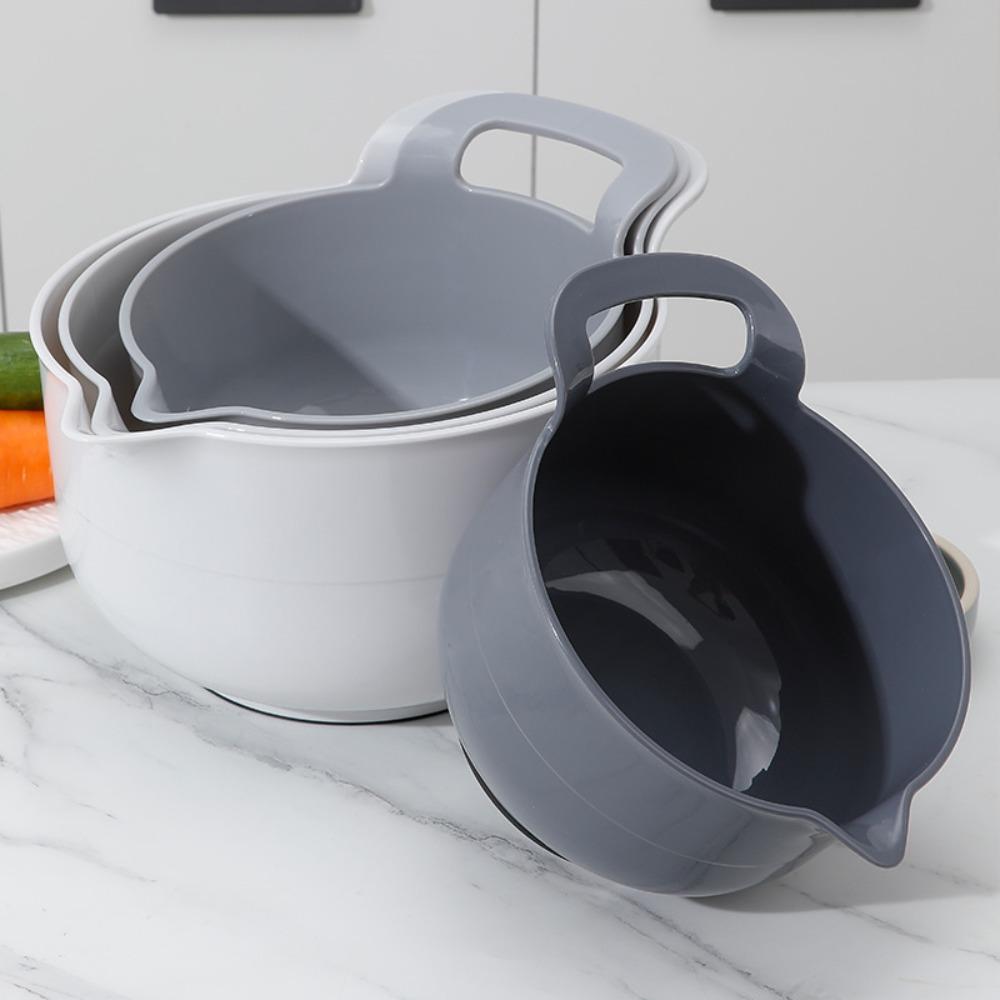 4pcs/set Plastic Salad Bowl with Handle Snacks Basin Multiple Capacities Mixing Bowl Set  Fruits