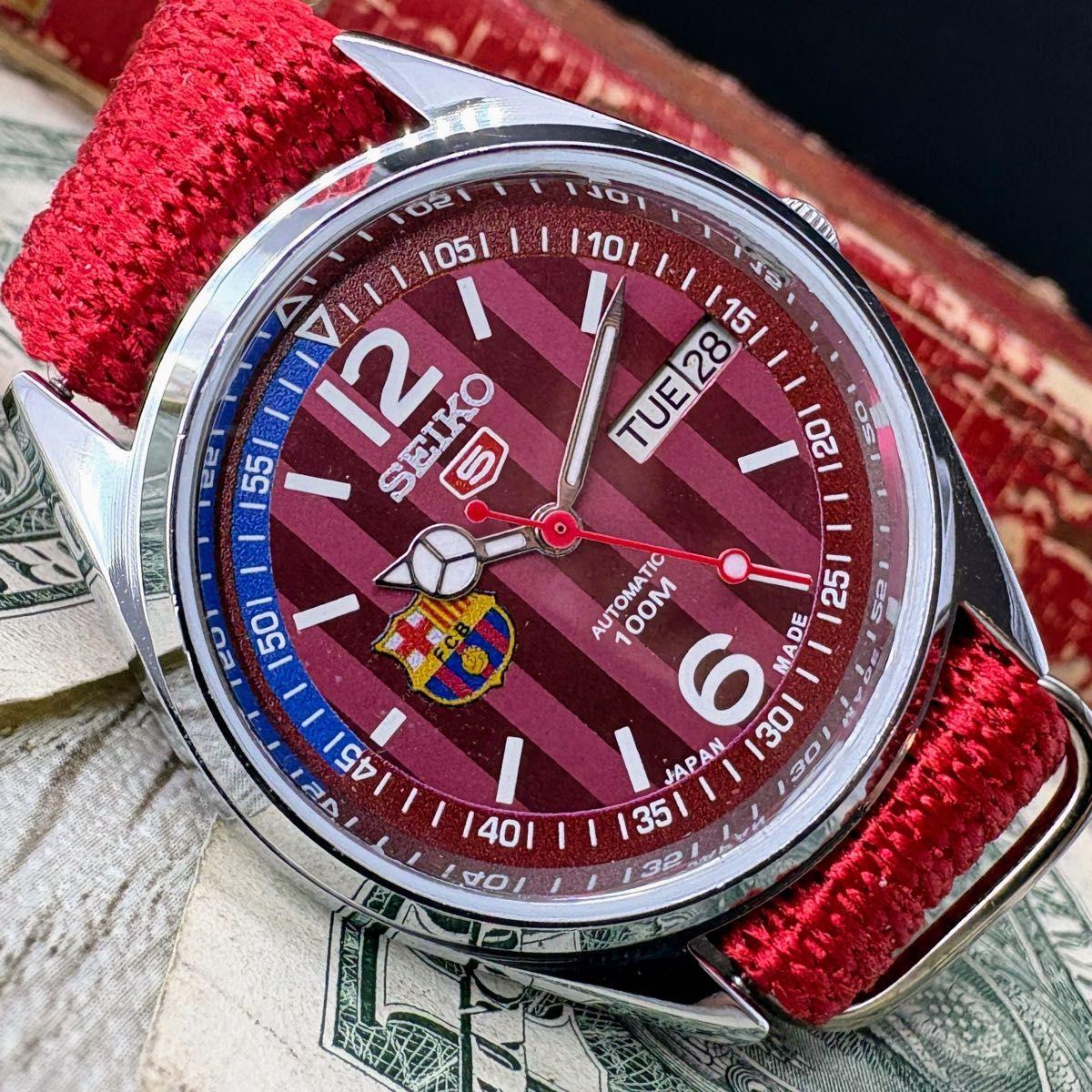 [The height of sophistication] SEIKO5 Seiko 5 men s watch Barcelona automatic winding vintage antique