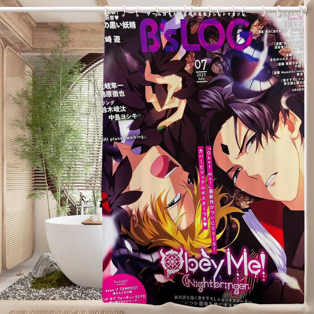 

Popular Video Game O-Obey Me Waterproof Polyester Shower Curtain Waterproof Bathroom Curtain Liners 90X180Cm With 12 Hooks W60H190(CM)-1 Pcs