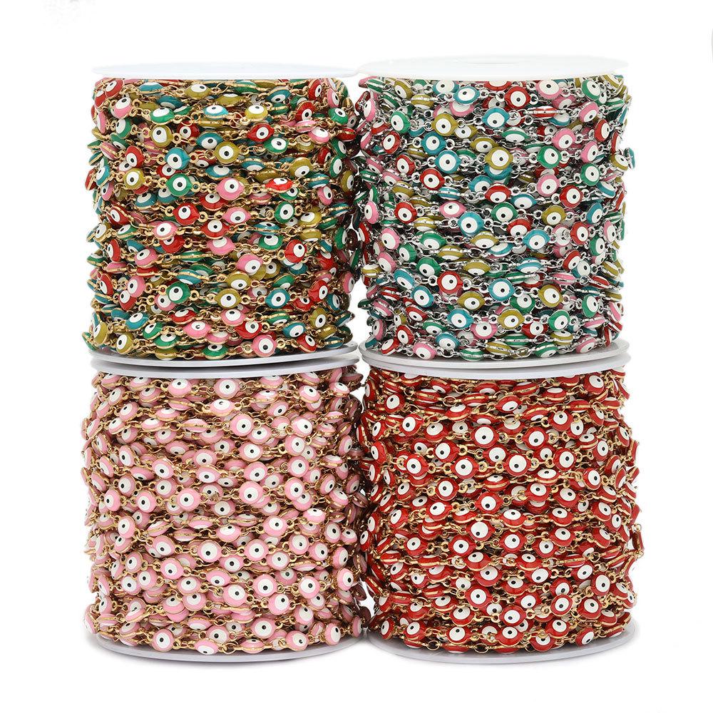 Colorful Stainless Steel Evil Eye Chain for DIY Jewelry: Bracelets & Necklaces