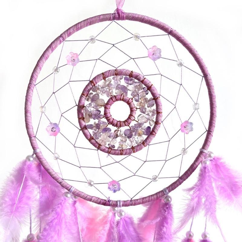 Feathered and Flower Beads Handwoven Dreamcatchers for Home or Party Wall Decors