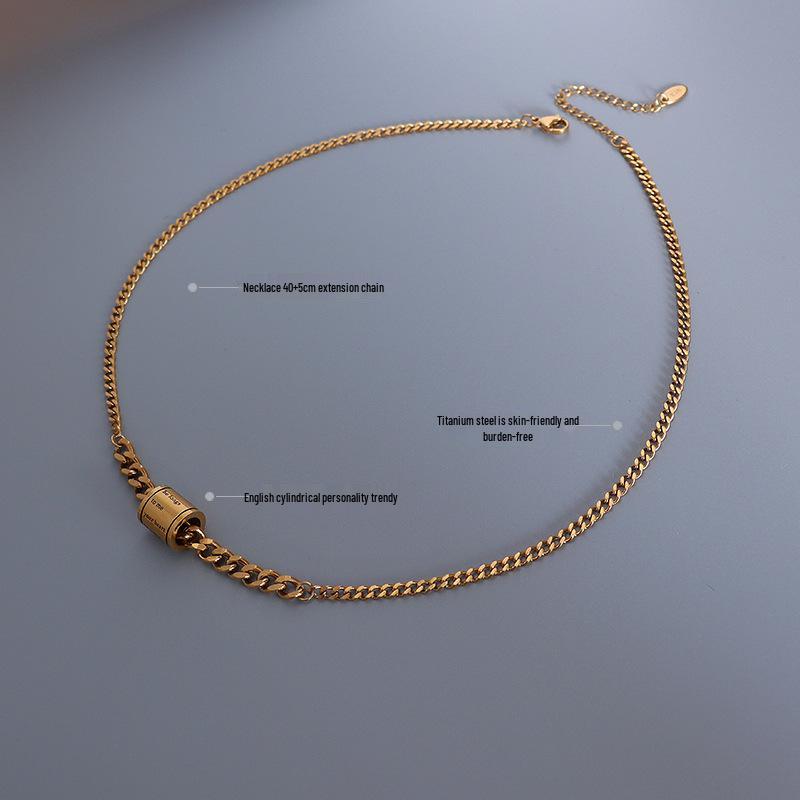 Brand French-Style Titanium Steel Drip Oil Clavicle Necklace, Hip Hop Inspired, P1010