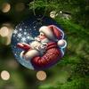 Santa Claus blowing snowflakes Acrylic Christmas Tree Ornament festive winter holiday decoration hanging pendant for Christmas party home decor