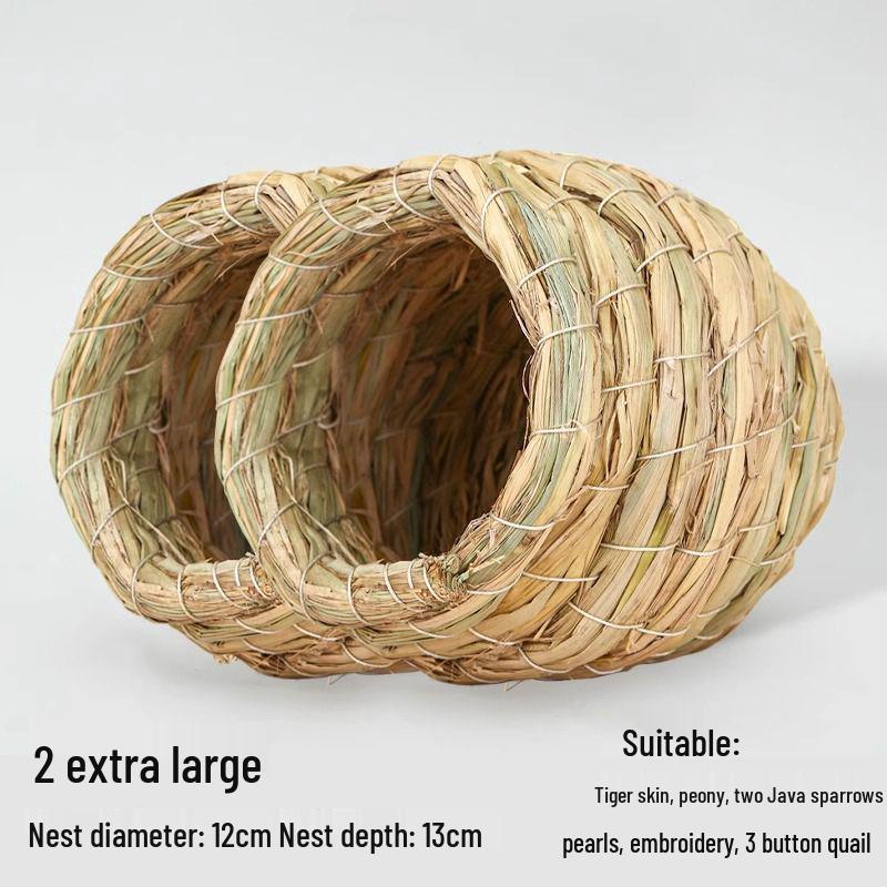 Straw Bird Nest for Budgerigars, Cockatiels, Quails, Pigeons, and Peonies - Hanging Breeding and Egg-Laying Supply