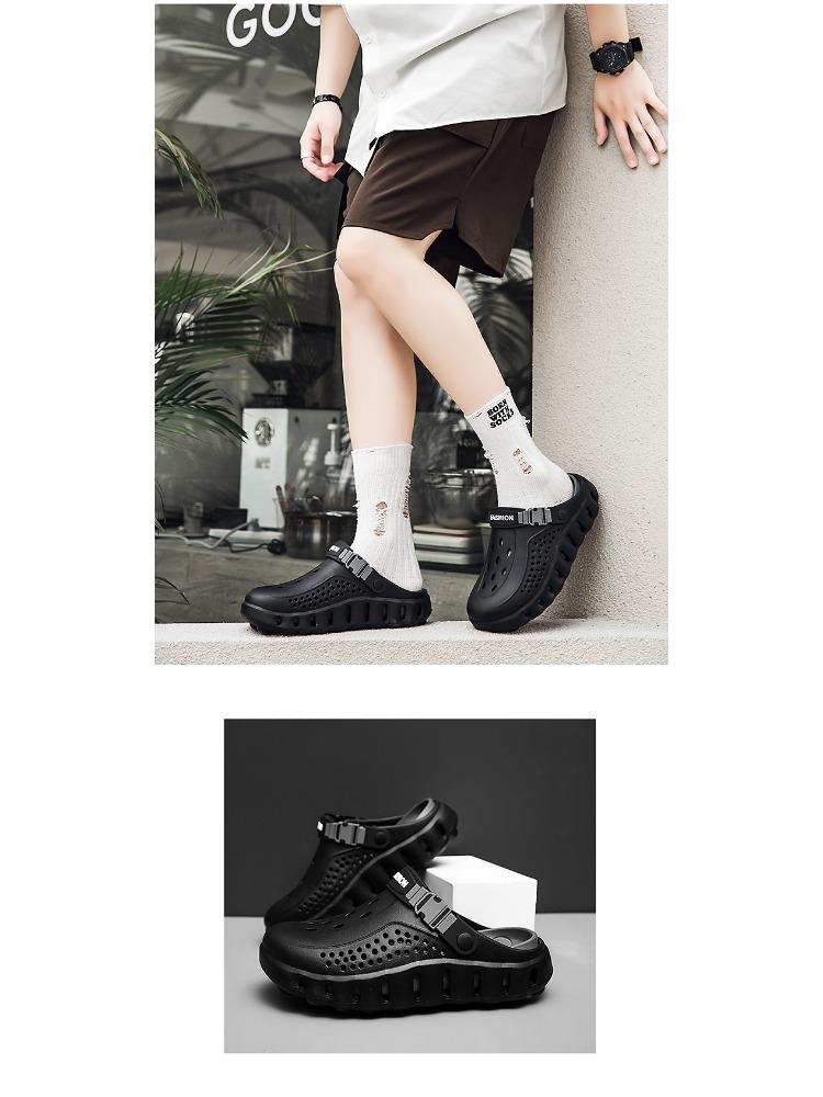 New Men Sandals Outdoor Soft Thick Sole Slides Breathable Sandals Non-Slip Garden Clogs Lightweight Summer Beach Slippers