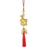 Chinese Zodiac Goat Hanging Ornament Golden Lucky Charm with Red Tassel for Spring Festival Home Car Decor New Year Gift