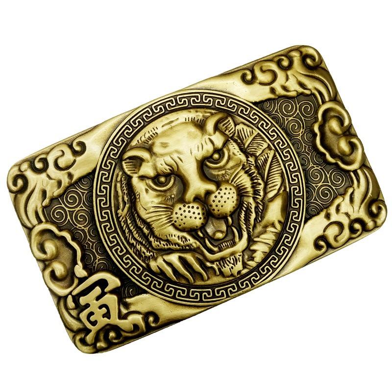 Zodiac Pure Copper Belt, Button Head Men's 3.8 Belt, Head Brass Solid Full Brass Belt Head Clip