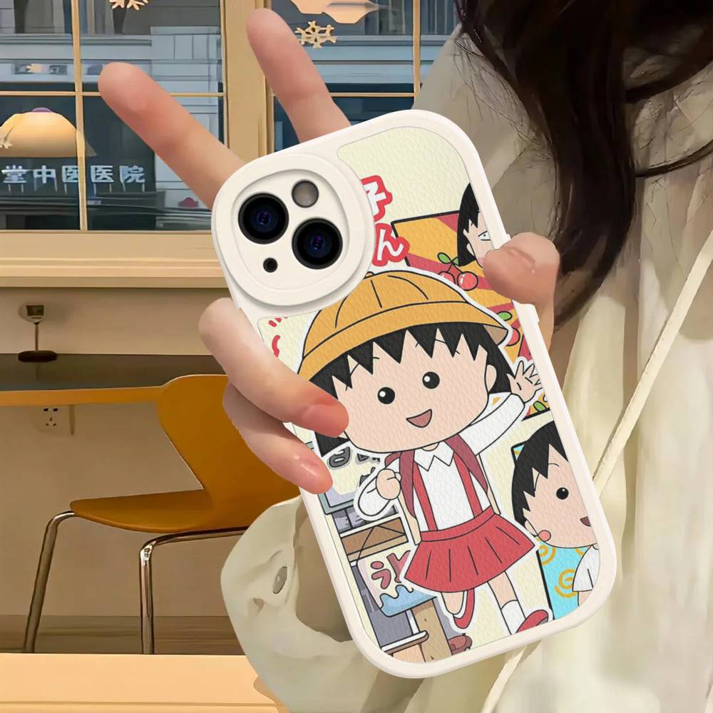 Anime Chibi Maruko Chan Phone Case For IPhone 16 15 14 13 12 11 Pro Max Plus Leather Cover