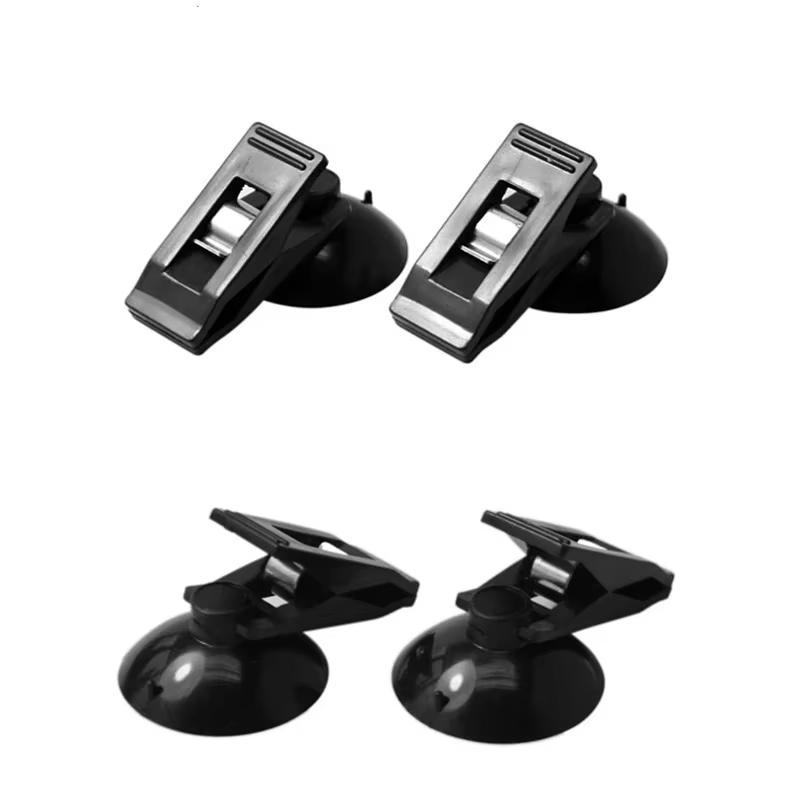 4Pcs Car Interior Window Clip Mount Black Suction Cap Clip Plastic Sucker Removable Holder For Sunshade Curtain Towel Ticket