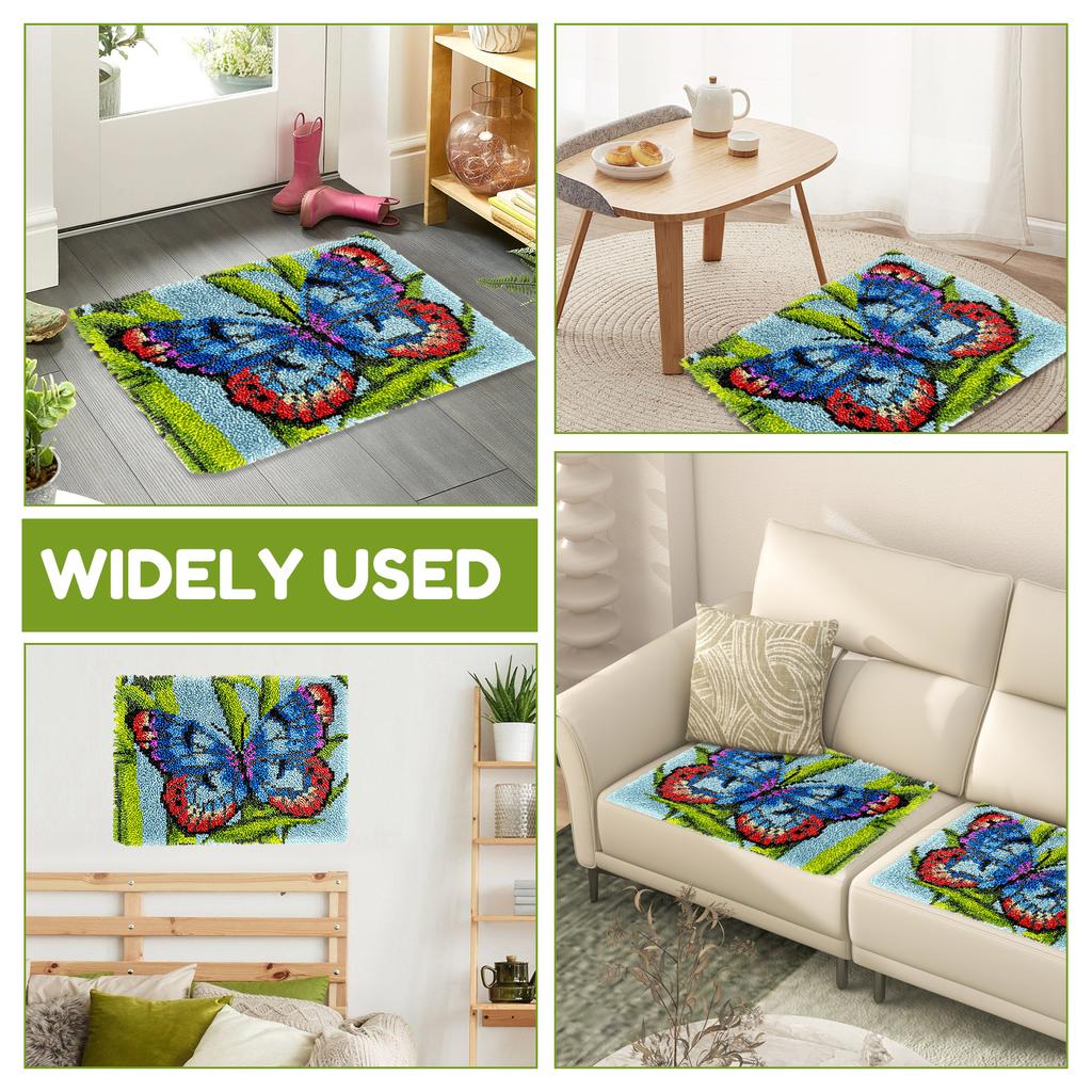 Butterfly/Green leaves Latch Hook Rug Kit DIY Pre-Printed Carpet Craft Segment Embroidery Material Pack Festival Gift Home Decor
