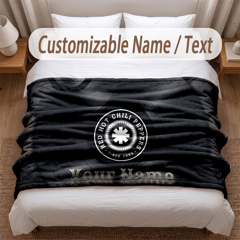 Red Hot Chili Peppers Printed Flannel Blanket Custom Name Text Soft Warm Throw For Bedroom Holiday Gift