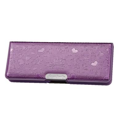 Kutsuwa Magnetic Pencil Case with with Purple Glitter, 2-Door Design, Sharpener, (SF007PU)