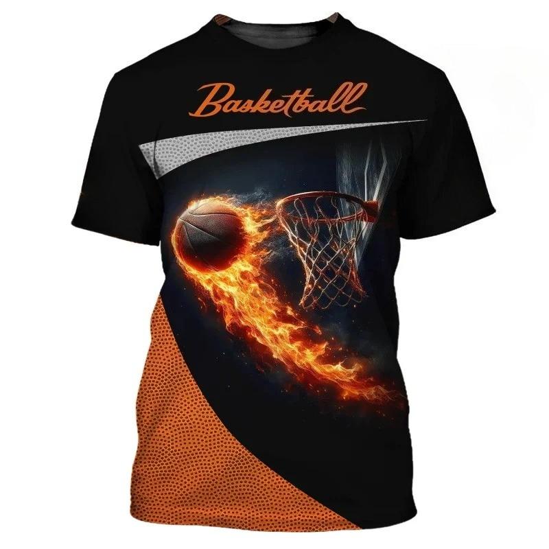 Basketball 3D Printed Loose Sports Leisure Large Size Short Sleeved T-shirt Men Fashionable Comfortable Soft Breathable T-shirt