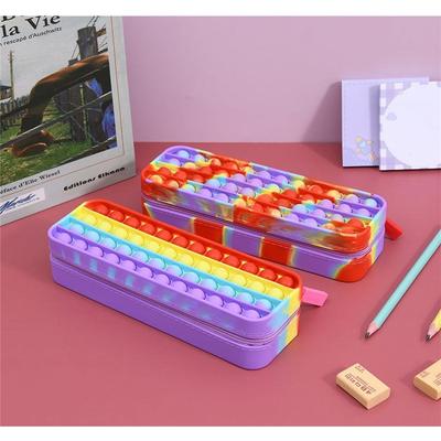 Coin Purse Pencil Bag Push Bubble Sensory Fidget Toy,Silicone Student Pencil Case Autism Stress Reliever Anxiety Relief Toys