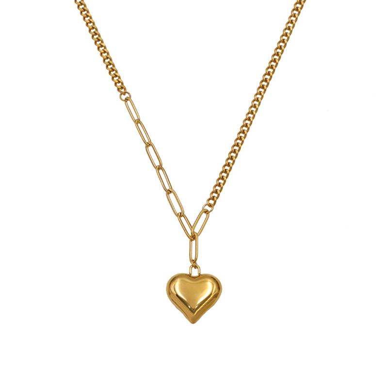 Jewelry Splicing Chain Love Titanium Steel Necklace Girls Girlfriends Niche Design 18K Collarbone Chain Jewelry