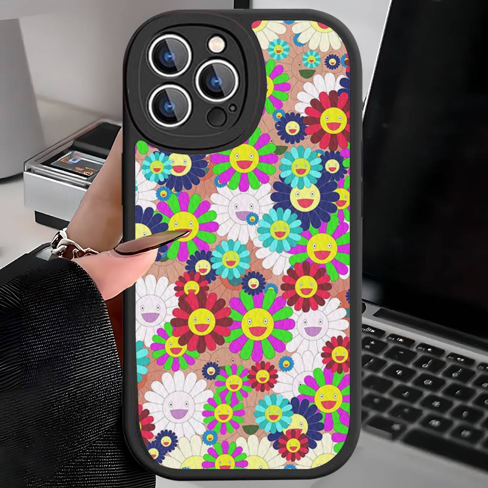 Japanese Artisti M-murakami T-takash Art Colorful For iPhone 16 15 14 13 12 11 Pro Max Plus Shockproof Leather Soft Phone Cover