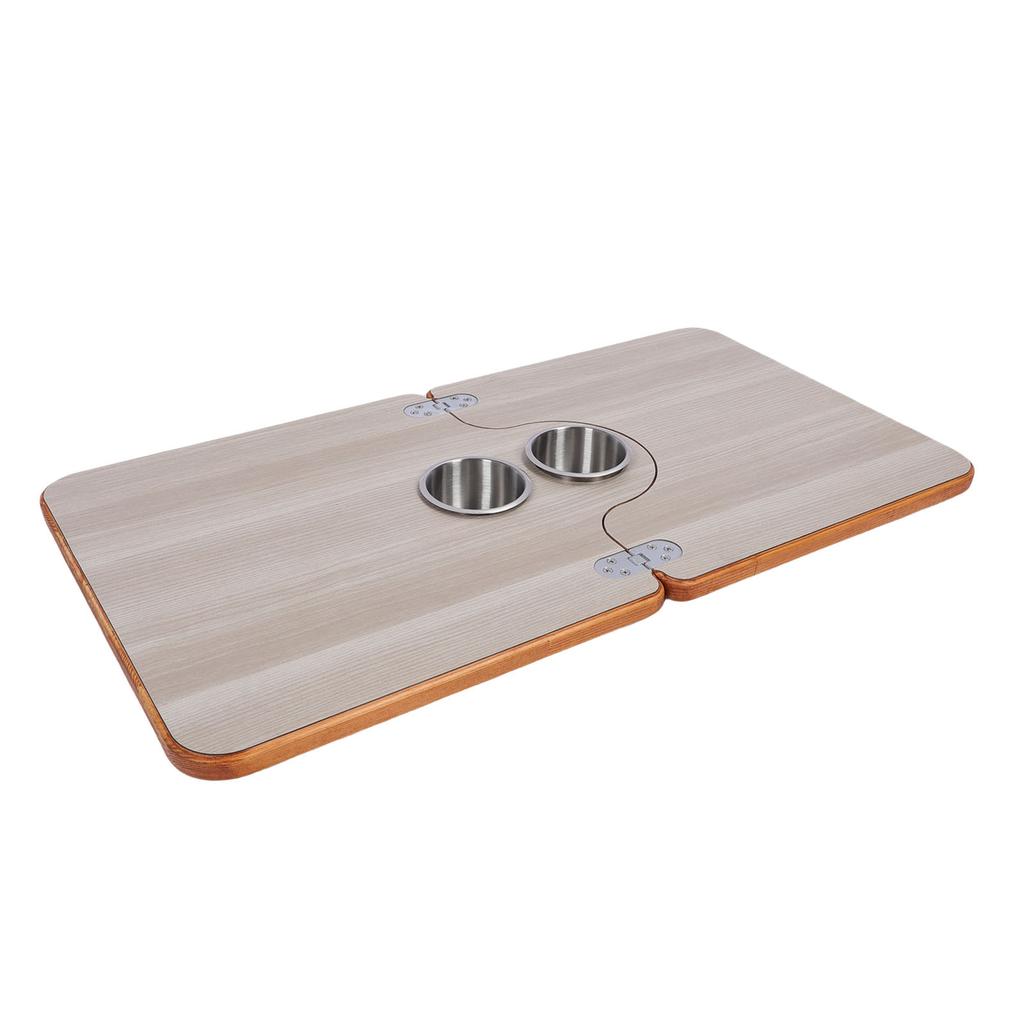 RV Tabletop 29.53x15.35in Solid Wood Folding Desktop Panel with 2 Stainless Steel Cup Holder for Trailer Motorhome