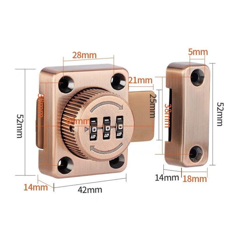 Password Rotate Bolt Latch 3 Digit Combination Home Security Latch Gate Latches Door Keyless Lock Twist Rotating Barrel Locks