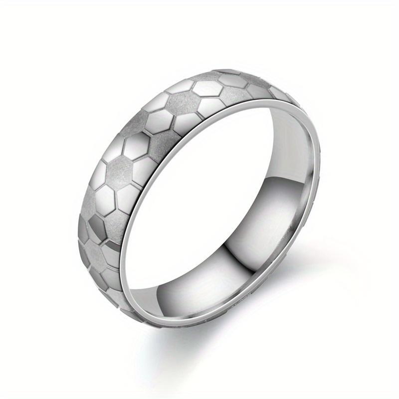 1Pc Fashion Accessories Football Pattern Design Titanium Steel Fashion Ring