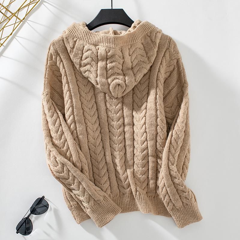 Jesień Zima Vintage Luźny Długi Rękaw Top Nadruk Sweter Dzianinowy Sweter z Dekoltem w Serek