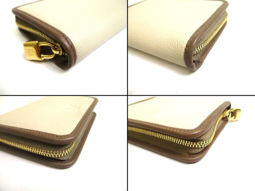 Autentická béžová khaki kožená peněženka na mince na kulatý zip LOEWE se zlatým kováním #a545 Repasovaná