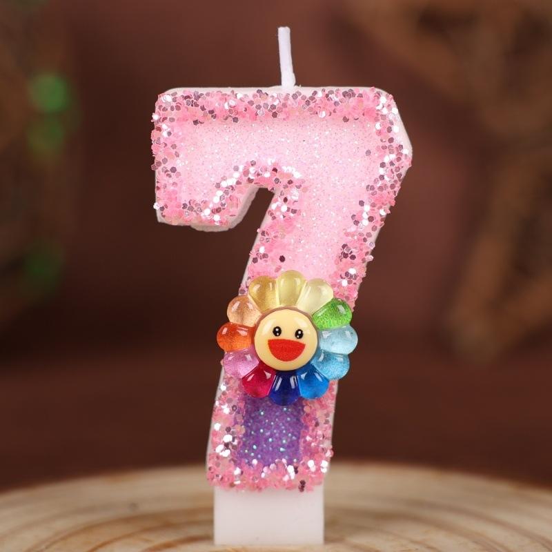 Flowers Handmade Numbers Birthday Candles Cake Decoration Party Festival First Year Number Candles 0-9