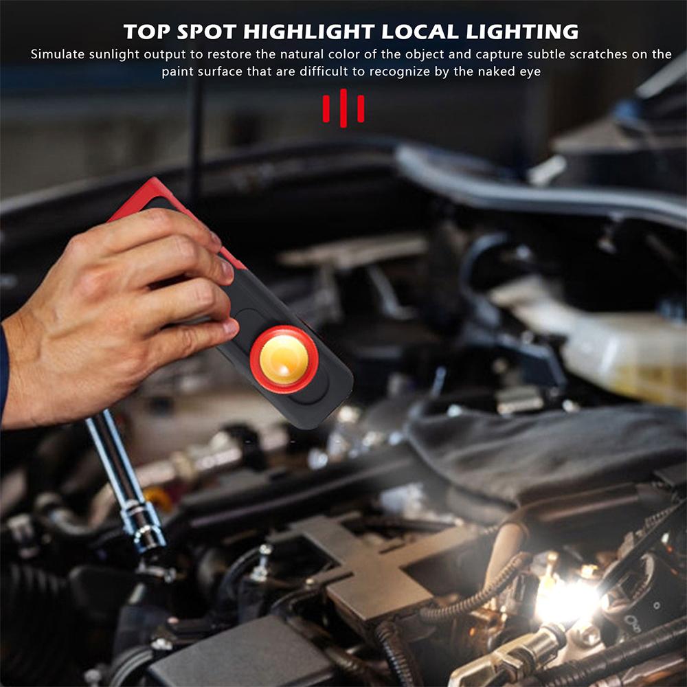 Autodetaillierungswerkzeuge Autolackierlampe 500LM 2400mAh Scan Swirl Magnetgriff Multifunktions-Autoreparatur-Arbeitsscheinwerfer im Auto